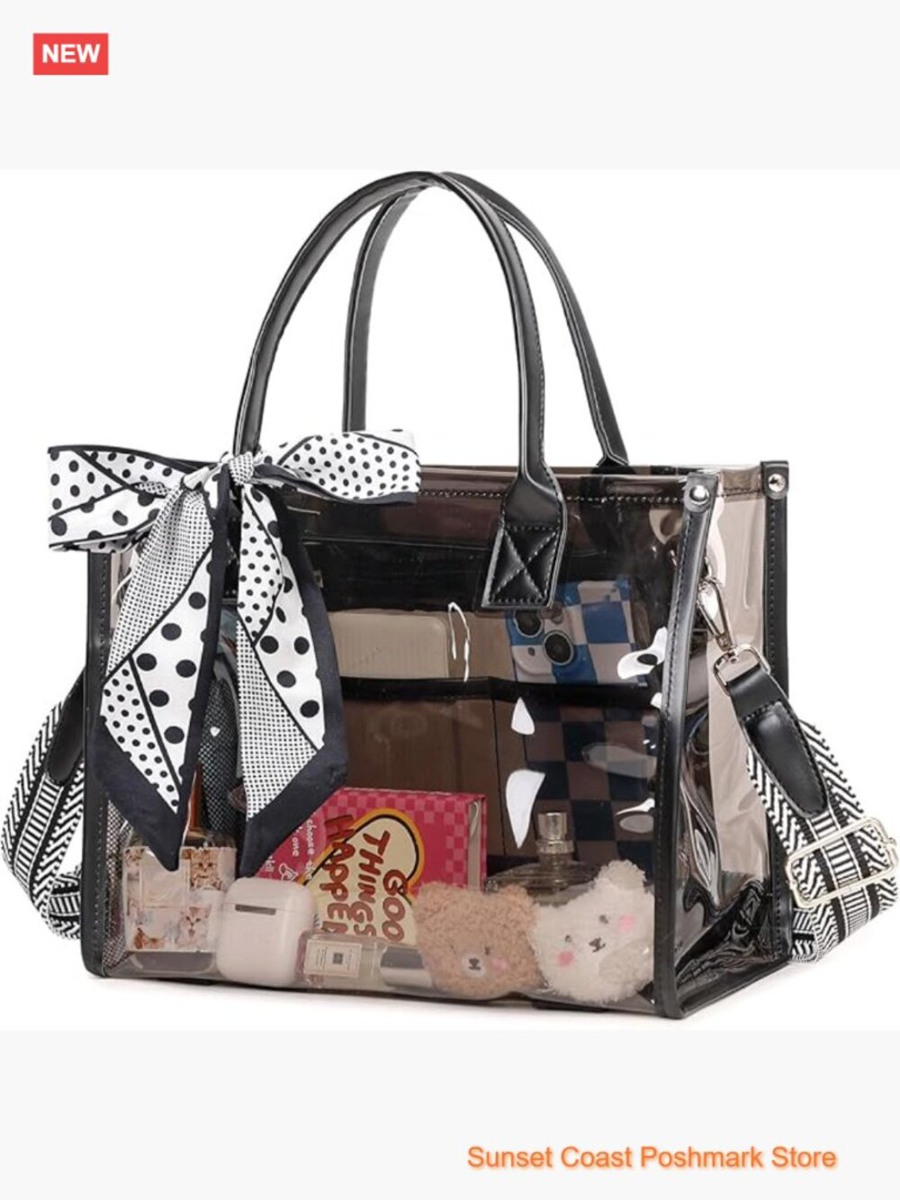 Clear Tote Bag Stadium Approved Transparent PVC Shoulder Crossbody Bag